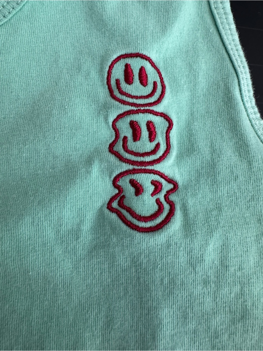 Dutch Bros Good Vibes Melty Happy Face Tank Top Medium Mint Green - Picture 3 of 7